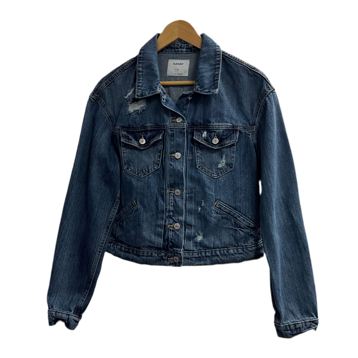 Veste courte en jean bleu vieilli pour femme Old Navy