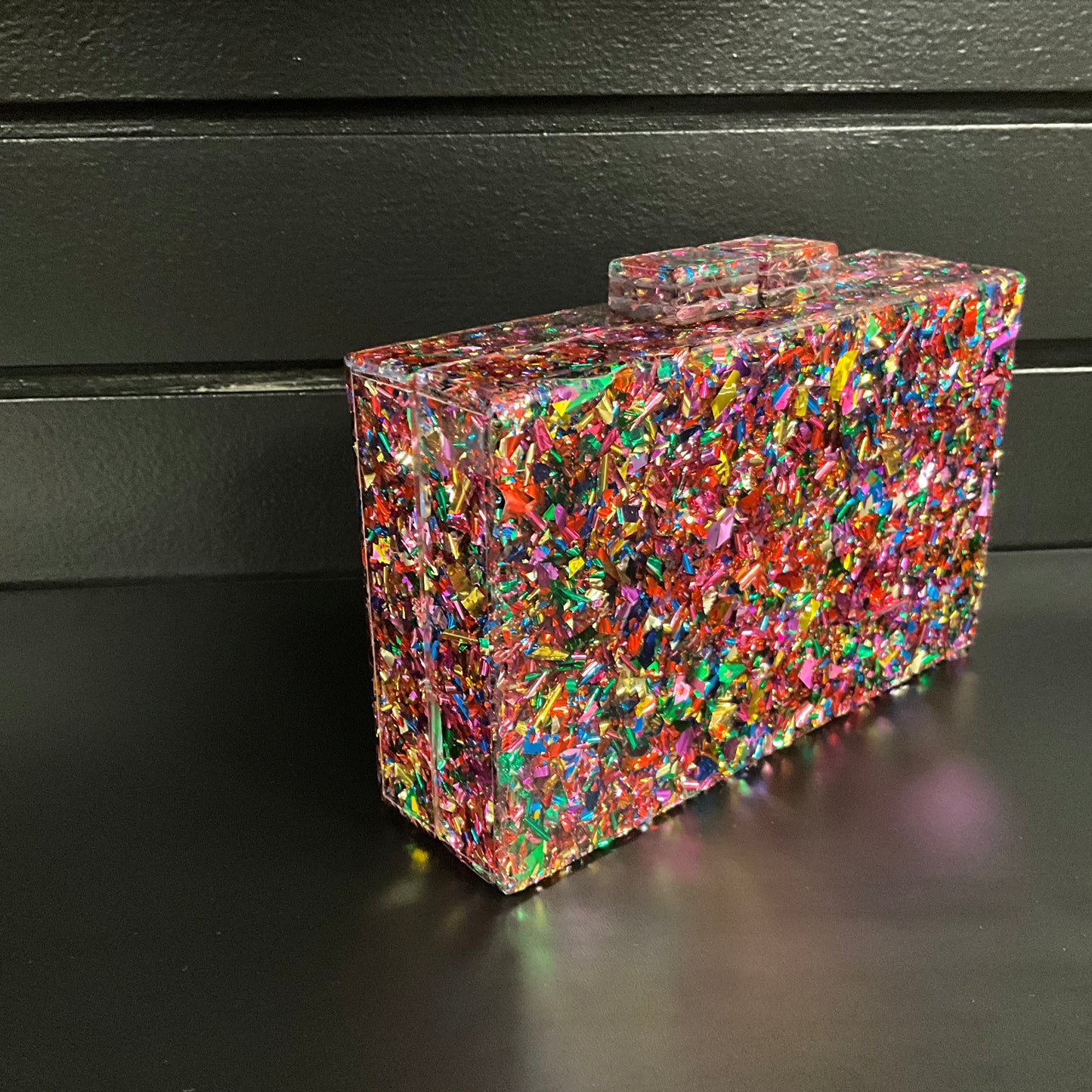 Women's Multicolor Confetti Square Clutch