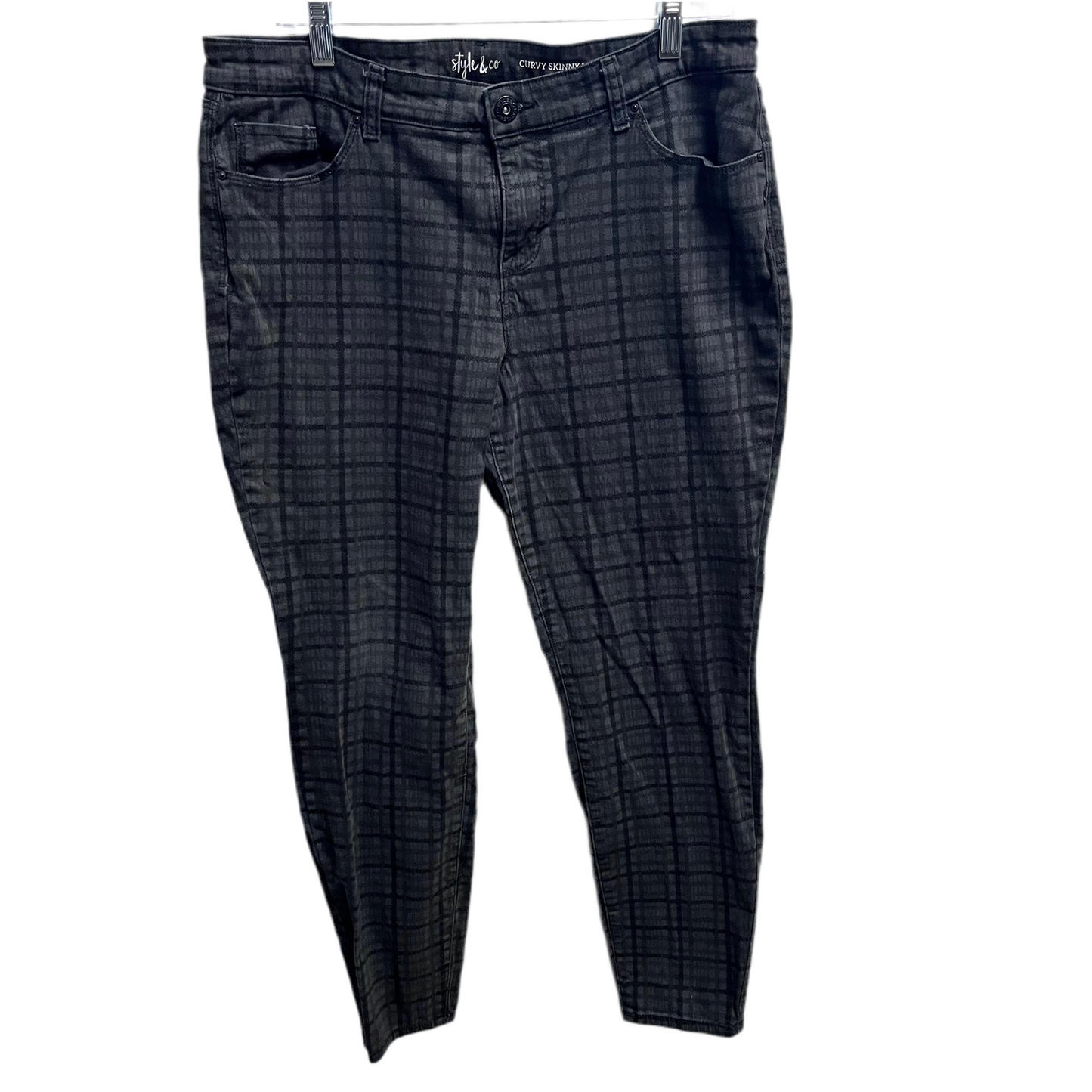 Style & Co Gray Plaid Stripe Pants