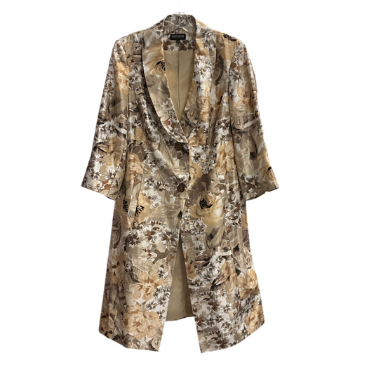 John Meyer Women's Tan Long Floral Trench Coat