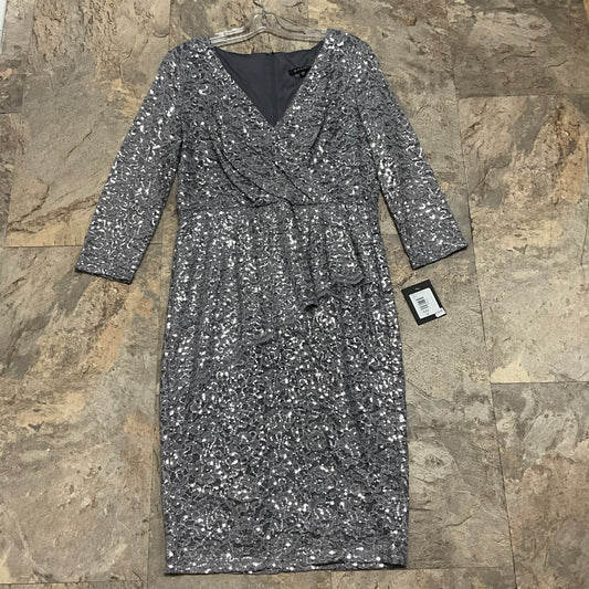 Marina Silver Sequin 3/4 Sleeve Dress