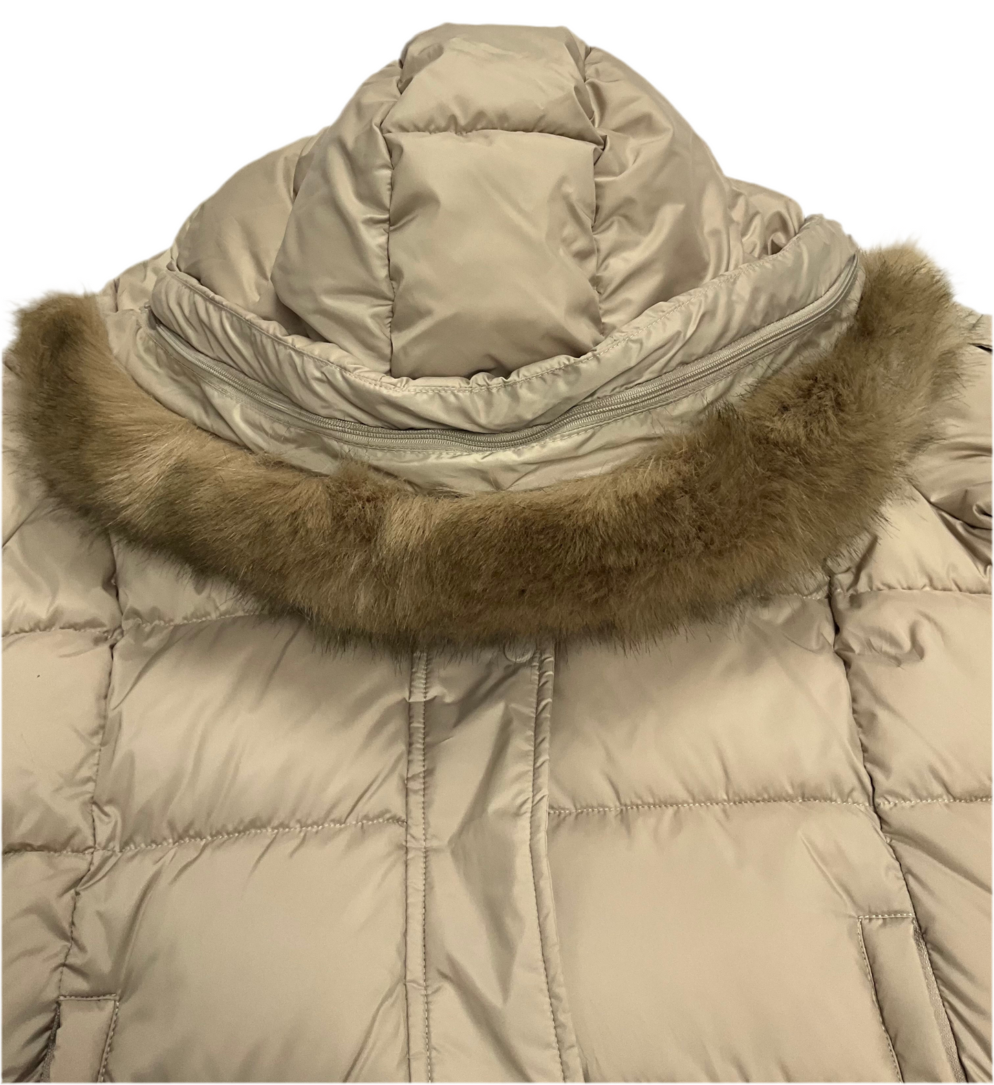 Manteau long à capuche avec bordure en fausse fourrure pour femme Calvin Klein