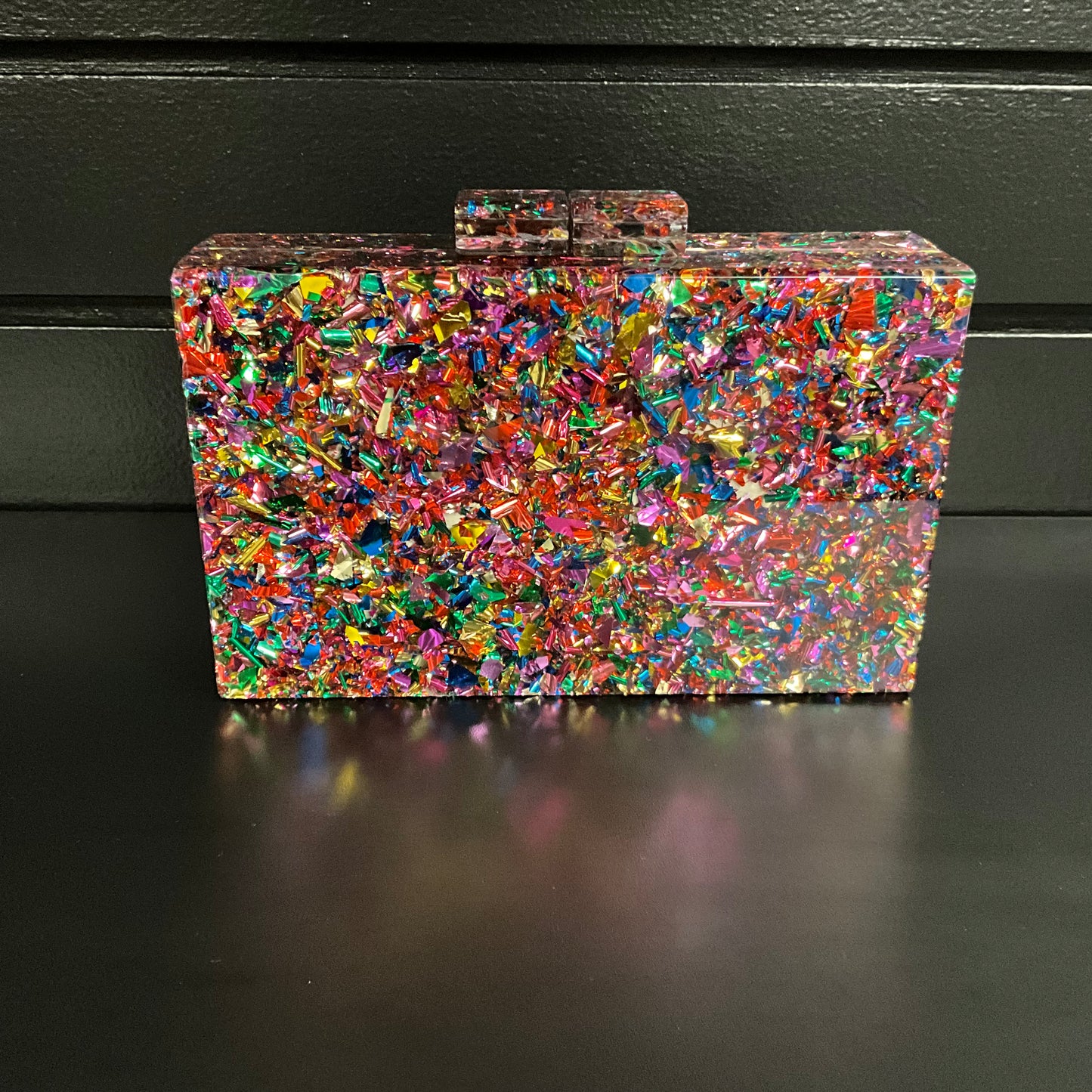 Women's Multicolor Confetti Square Clutch