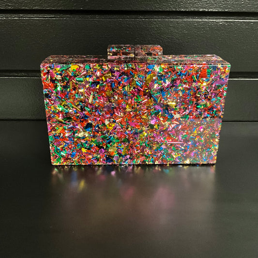 Women's Multicolor Confetti Square Clutch