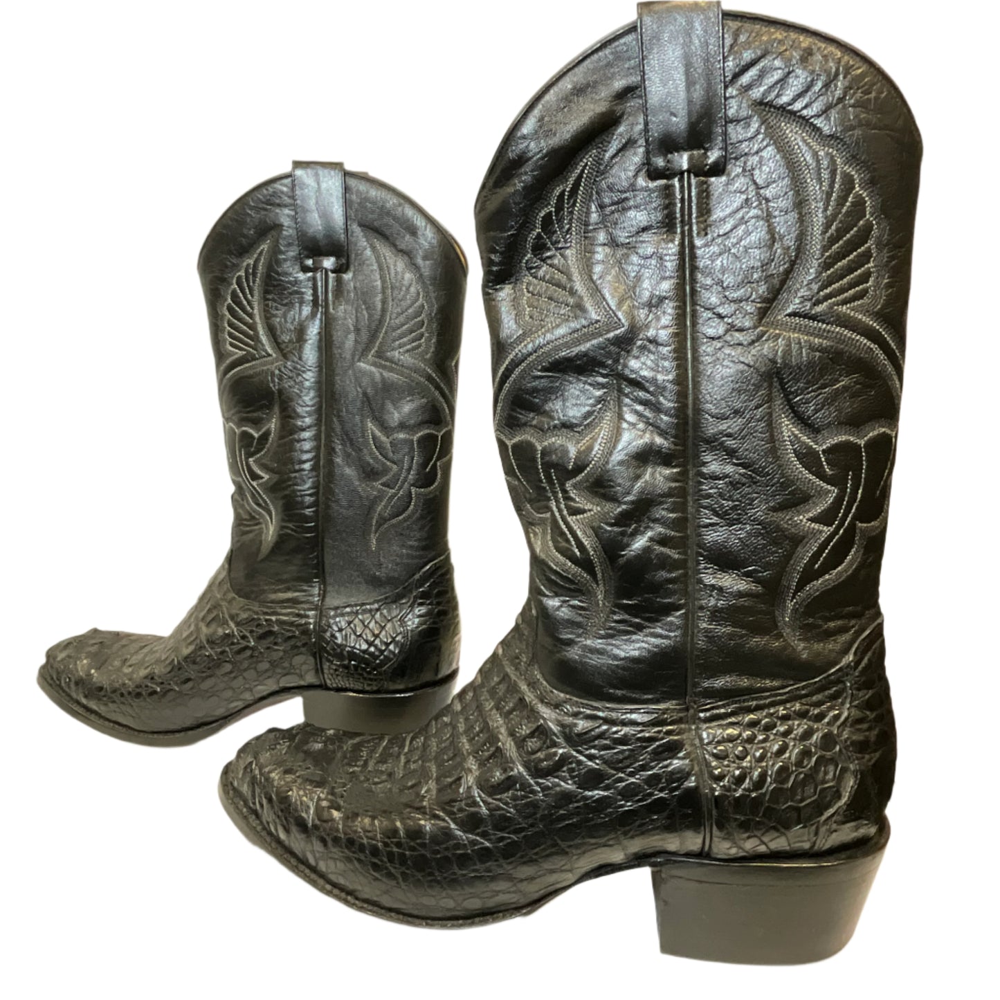 David Eden Men's Western Handmade Black Crocodile Boots - FREE SHIPPING!!!