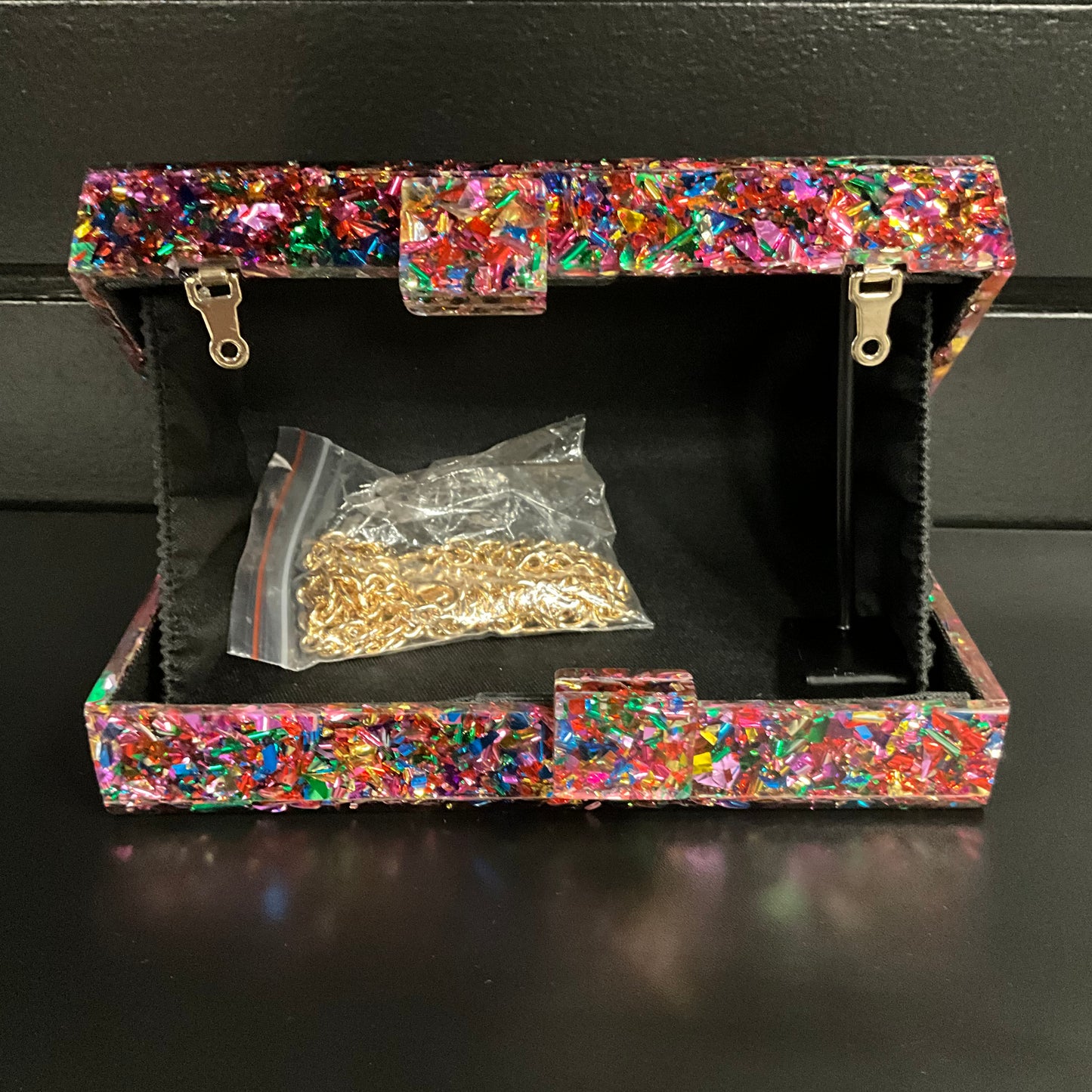 Women's Multicolor Confetti Square Clutch