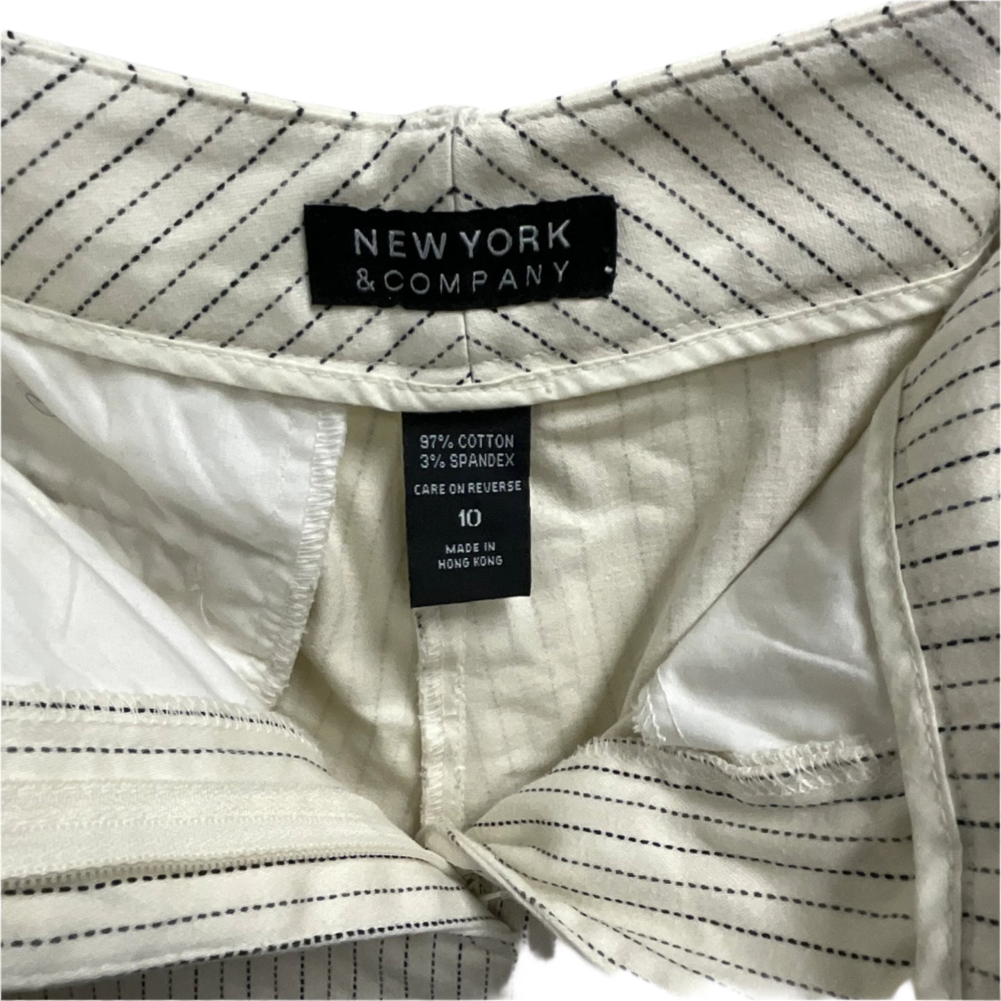 New York & Company Women's Ivory Pin Stripe Pants