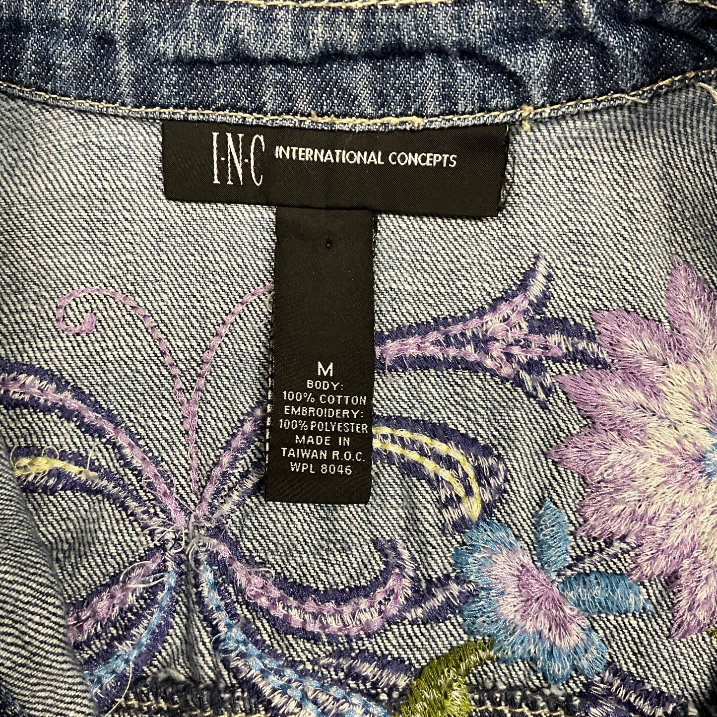 Veste en jean bleu brodée de fleurs pour femme INC International Concepts