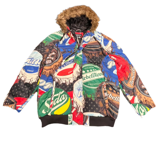 Members Only Men's Novelty Print Hooded Coat